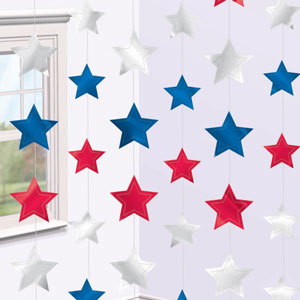 USA Stars String Decorations. 2.1m. Per pack of 6 strings.
