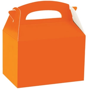 Orange Party Loot Box. Dimensions 15cm long * 10cm wide * 10cm high (approx).