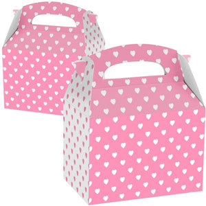 Pink Hearts Party Loot Box. Dimensions 15cm long * 10cm wide * 10cm high (approx).