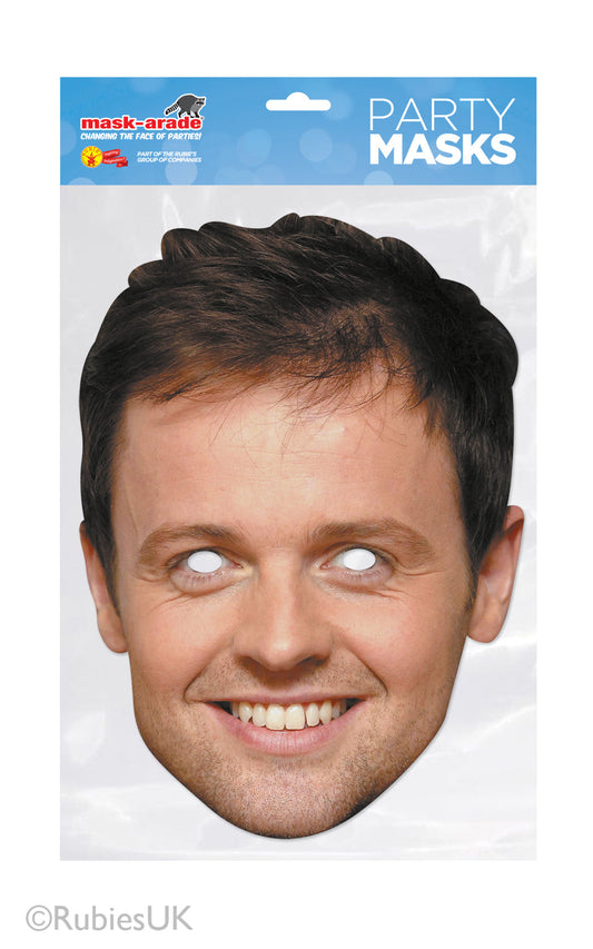Declan Donnelly Celebrity Face Mask. Life size card face mask comes with eye holes and elastic fastening.