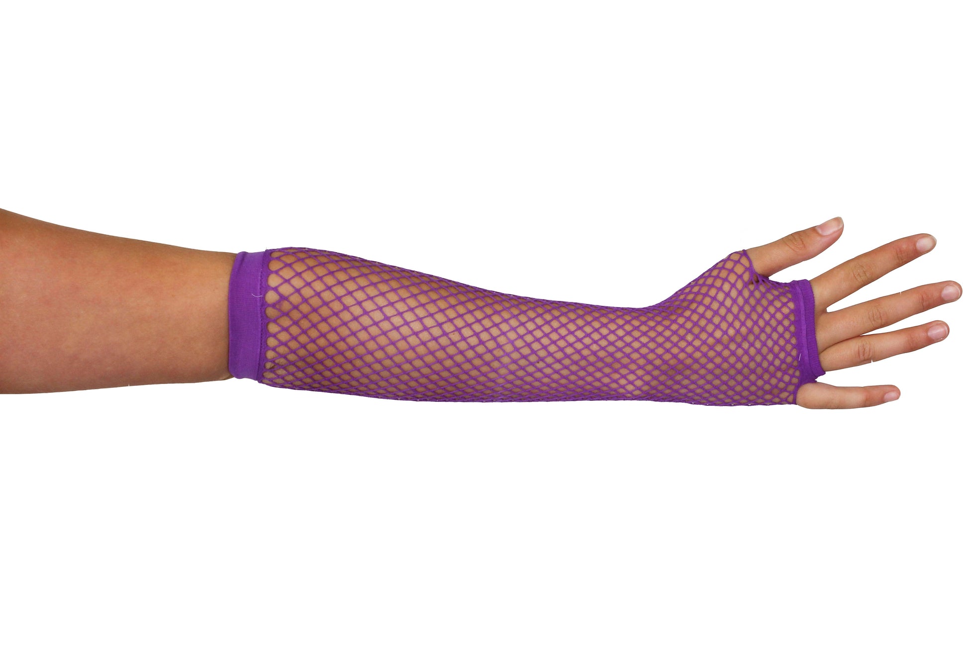 Fishnet Gloves. Purple. Long.