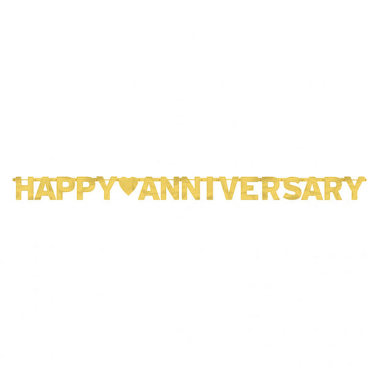 Happy Anniversary Gold Foil Letter Banner 2.3m x 15.8cm