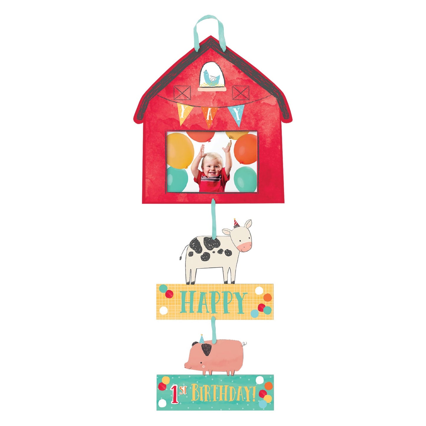 Barnyard Birthday Personalised Photo Sign. Holds a 4 inch x 6 inch photo. Contains 28 Self Adhesive Stickers| 2 each 0-9 ST| ND| RD| TH