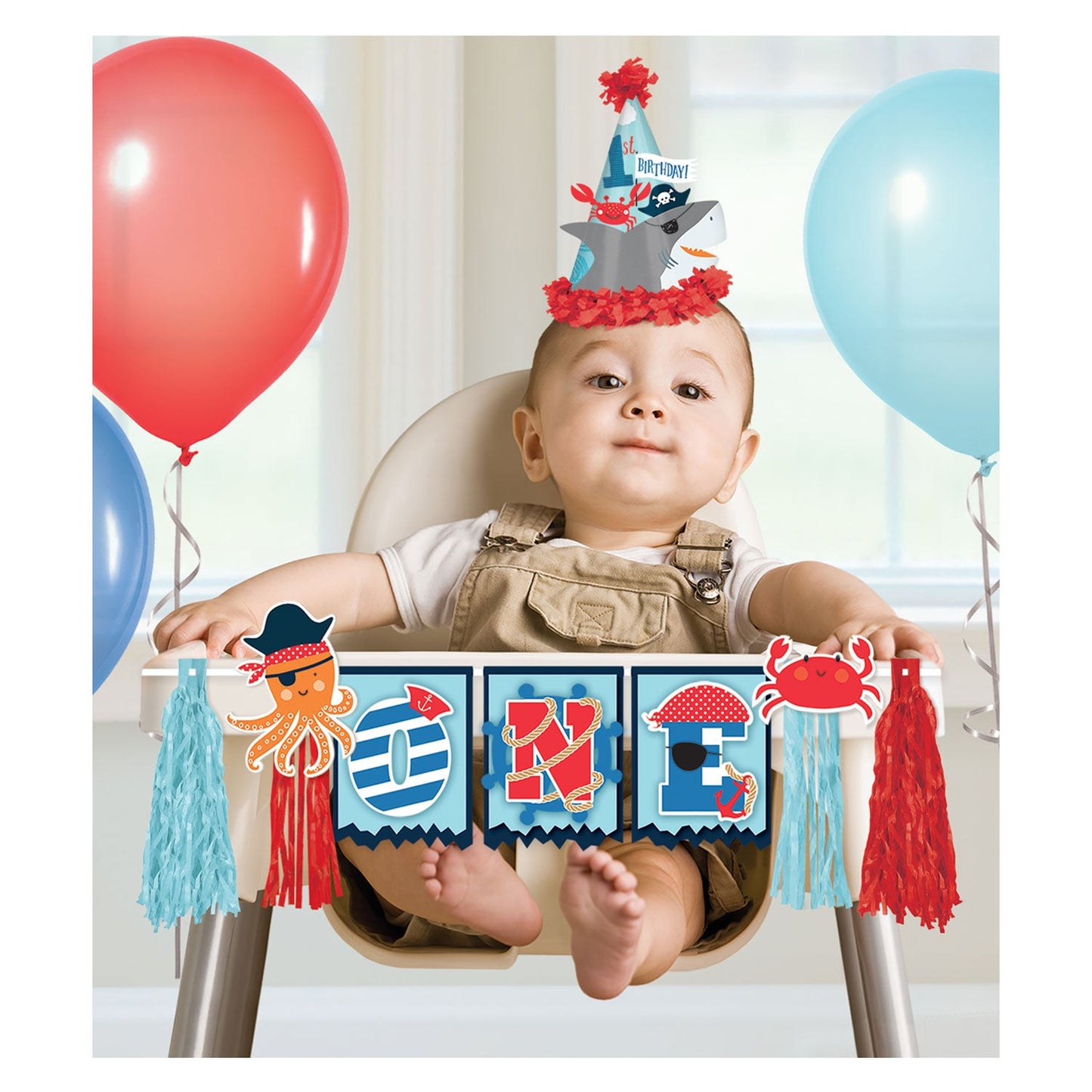 Ahoy Birthday High Chair Decoration Banner 96.5cm. Hat sold separately