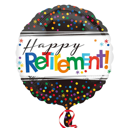 Happy Retirement Standard Foil Balloon (45cm). Can be inflated with air or helium. Balloon is sold uninflated.