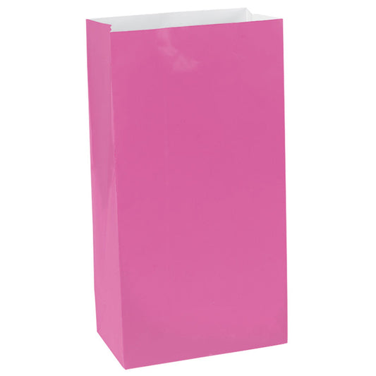 Bright Pink Mini Paper Bags, 16.5cm x 7.8cm x 5.7cm