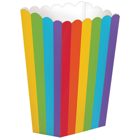 Small Rainbow Paper Popcorn Boxes, 6.3cm x 13.3cm x 3.8cm