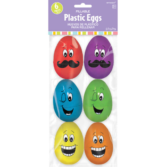 Large Fillable Funny Face Plastic Eggs, 5.7cm