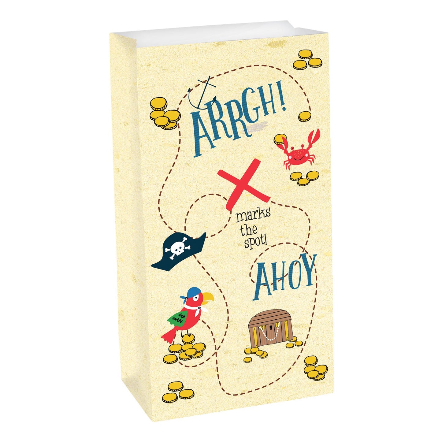 Ahoy Birthday Paper Treat Bags. 12cm x 24cm x 7cm