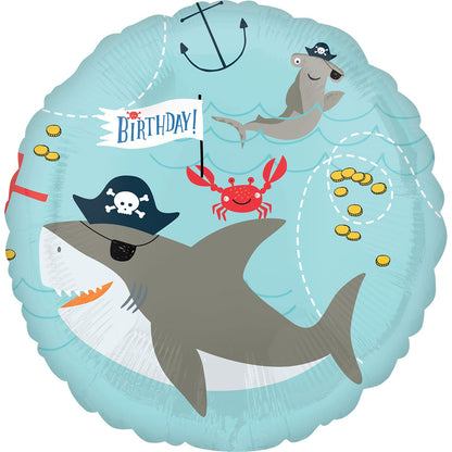 Ahoy Birthday Foil Balloon| 18in. Can be filled with air or helium Balloon is sold uninflated.