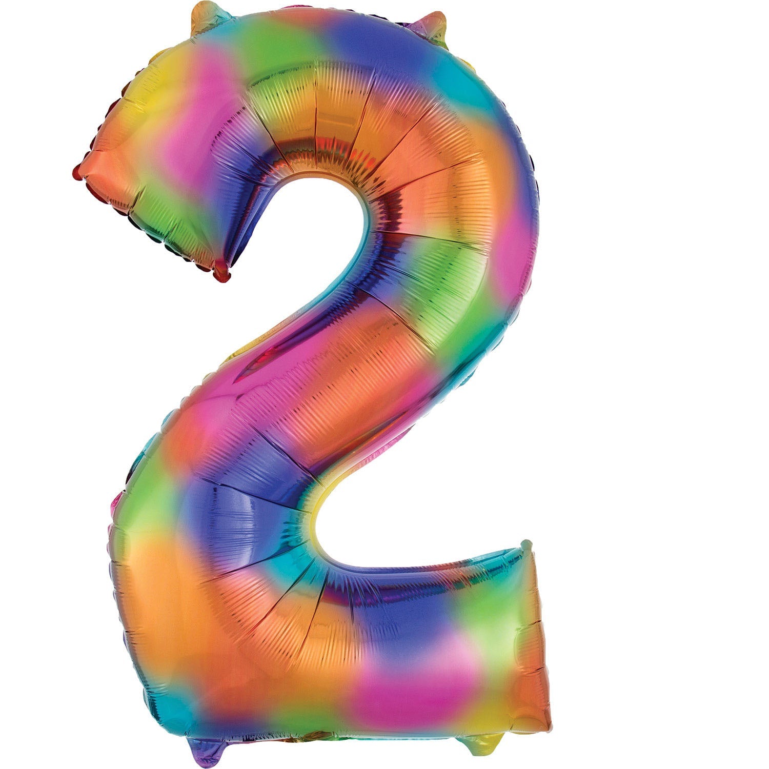 Rainbow Splash Supershape Number 2 Foil Balloon 83cm (33in) height by 55cm (22in) width Balloon is sold uninflated. Can be inflated with air or helium.