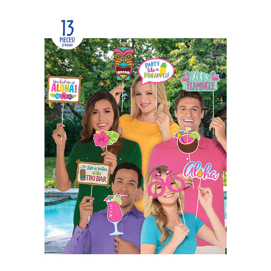 Hawiaiian Tiki Photo Props. Create fun selfie pictures with a summer luau party theme with these fun photo props.