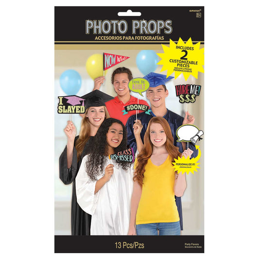 Graduation Photo Props, contains 13 Photo Props, 2 can be personalised