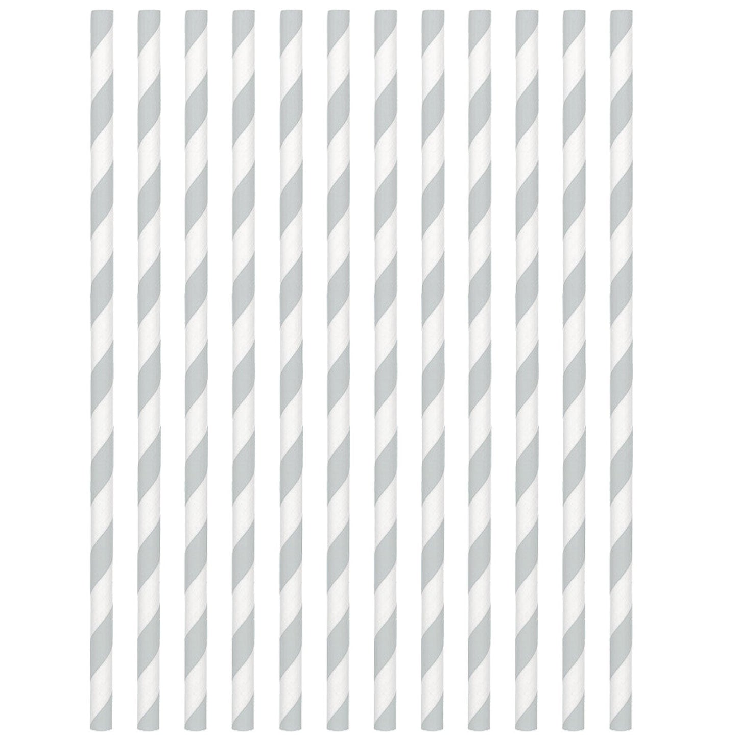 Silver Paper Straws, 19cm