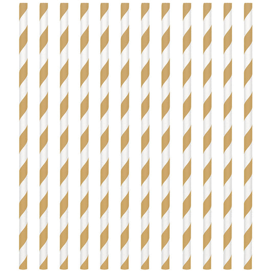 Gold Paper Straws, 19cm