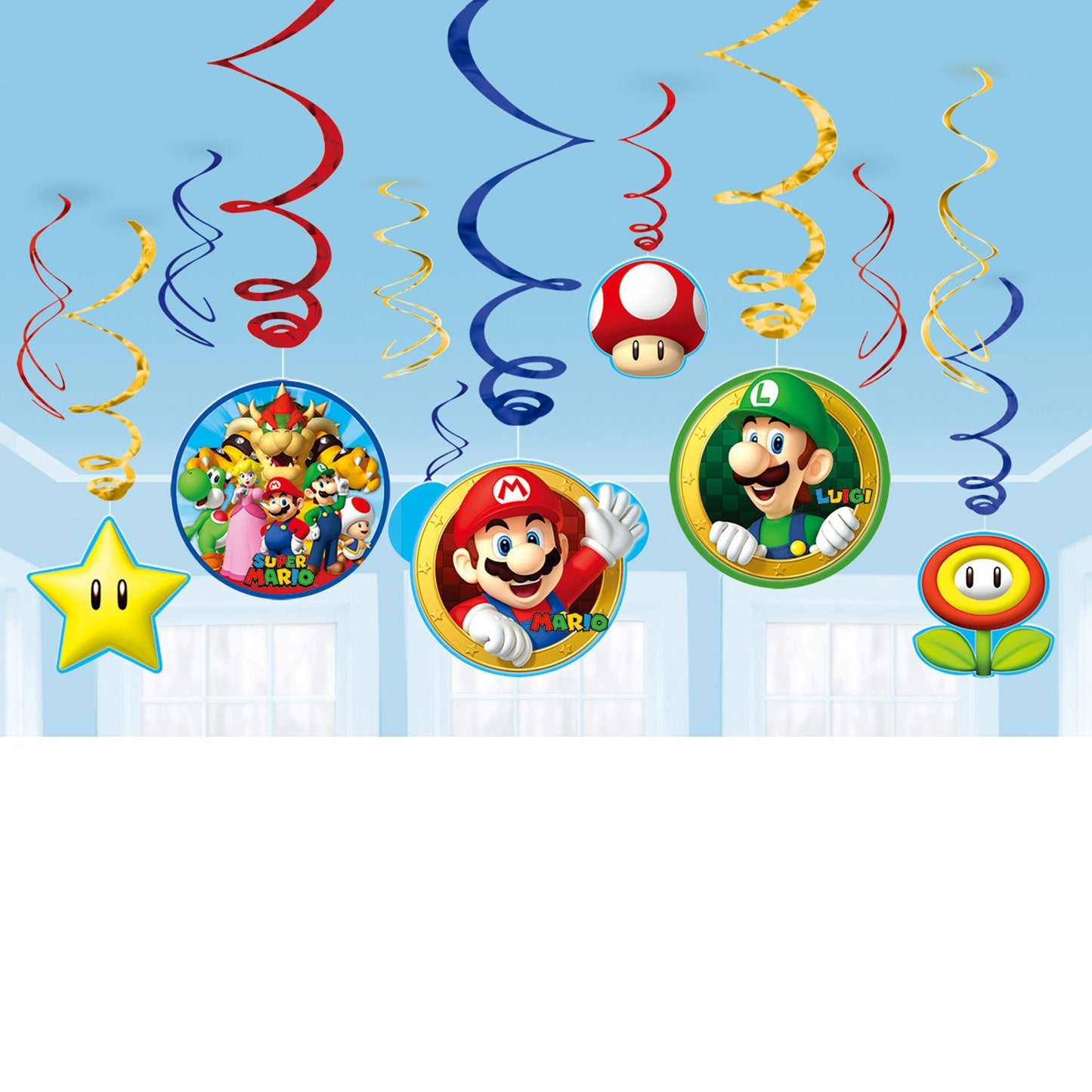 Super Mario Hanging Swirl Decorations
