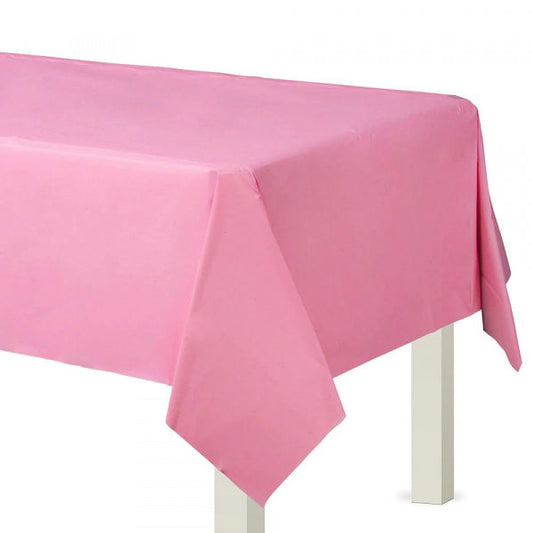 Bright Pink Plastic Rectangular Tablecover. 137cm * 274cm.