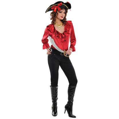 Ladies Red Pirate Blouse
