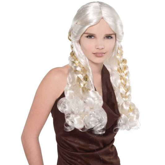 Mother of Dragons Wig. Long blonde curly white wig in the style of Game of Thrones Queen Daenerys