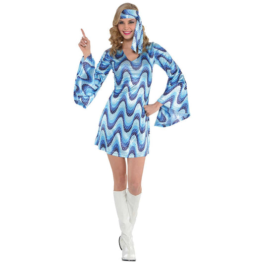 Ladies Disco Lady Costume includes dress and headscarf