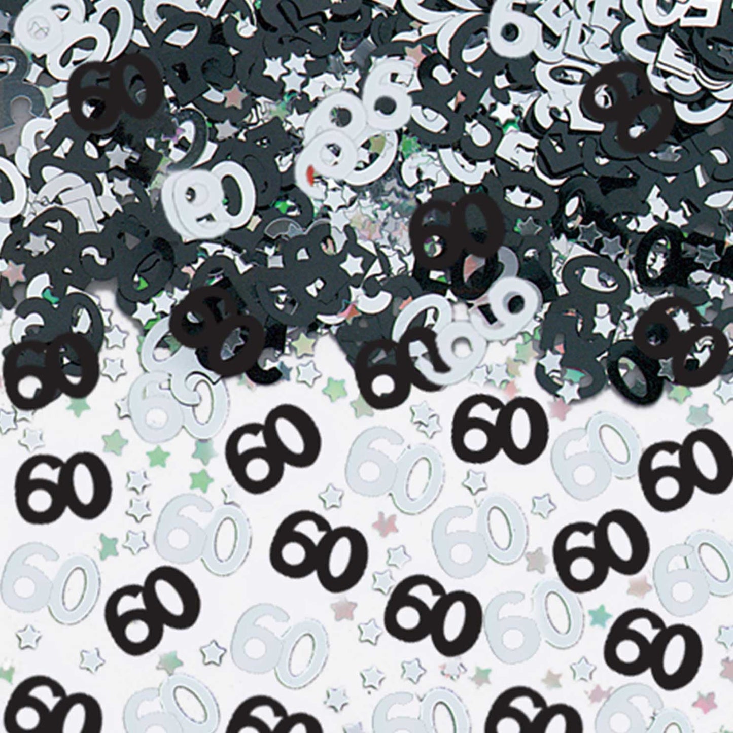 60th Birthday Black and Silver Confetti, 14g bag