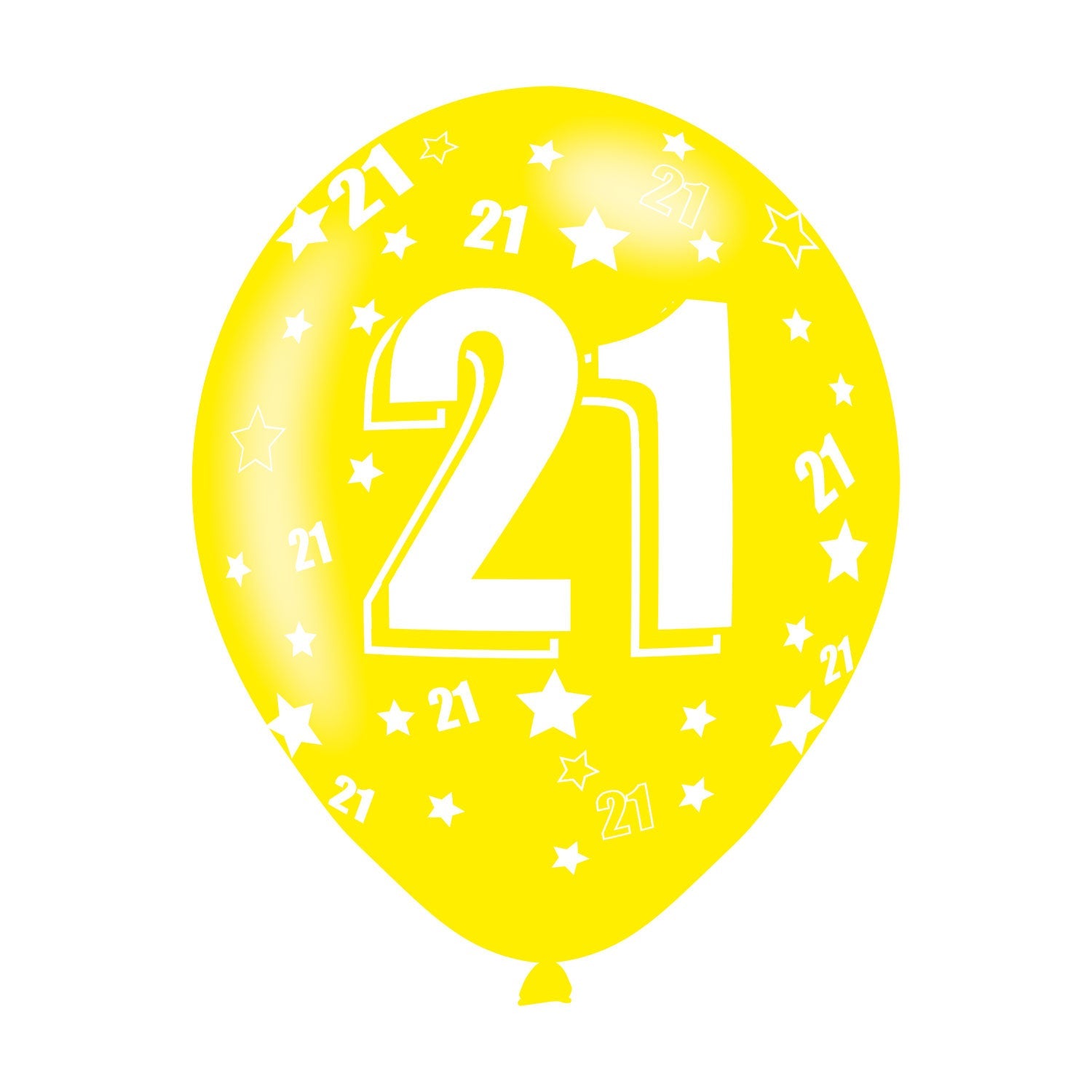 Age 21 Assorted Colour Birthday Latex Balloons. Will inflate up to 27cm. Suitable for Air fill or Helium fill.