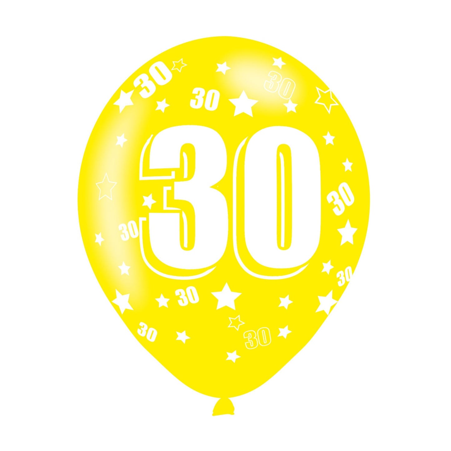 Age 30 Assorted Colour Birthday Latex Balloons. Will inflate up to 27cm. Suitable for Air fill or Helium fill.
