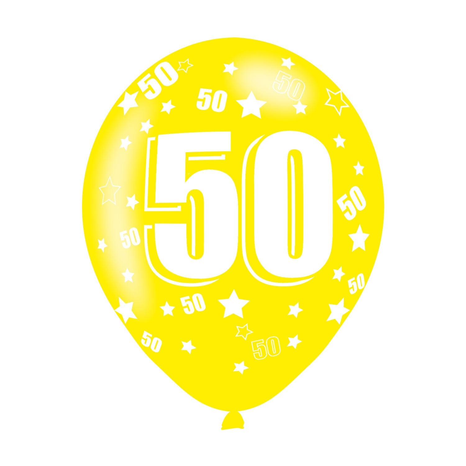 Age 50 Assorted Colour Birthday Latex Balloons. Will inflate up to 27cm. Suitable for Air fill or Helium fill.