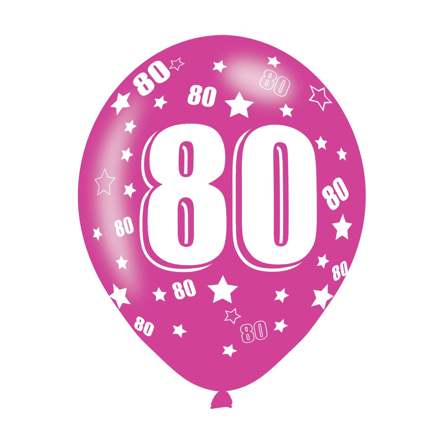Age 80 Assorted Colour Birthday Latex Balloons. Will inflate up to 27cm. Suitable for Air fill or Helium fill.