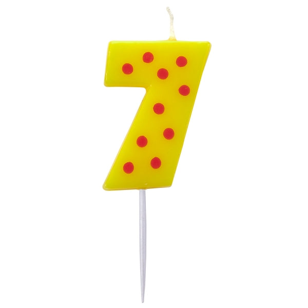 Dots & Stripes Numeral 7 Candle. 4.5cm.