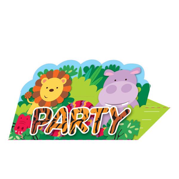Jungle Friends Stand Up Invites and Envelopes.