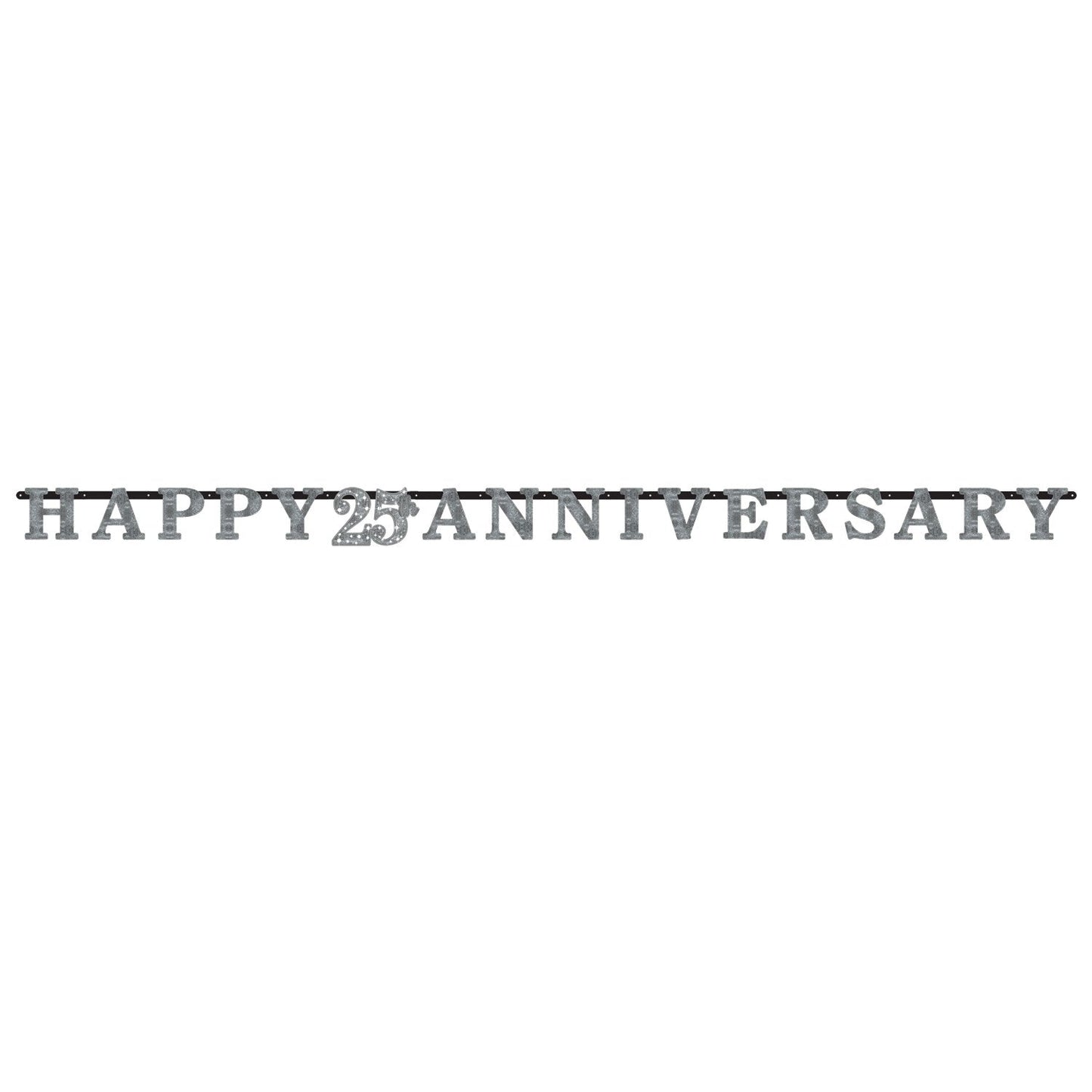 Sparkling Silver 25th Anniversary Prismatic Letter Banner, 3m x 17cm
