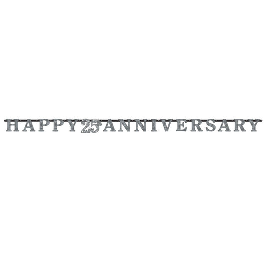 Sparkling Silver 25th Anniversary Prismatic Letter Banner, 3m x 17cm
