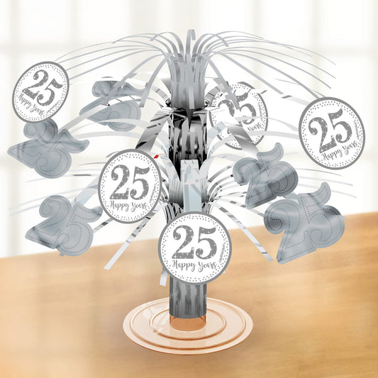 Sparkling Silver 25th Anniversary Foil Table Centrepiece