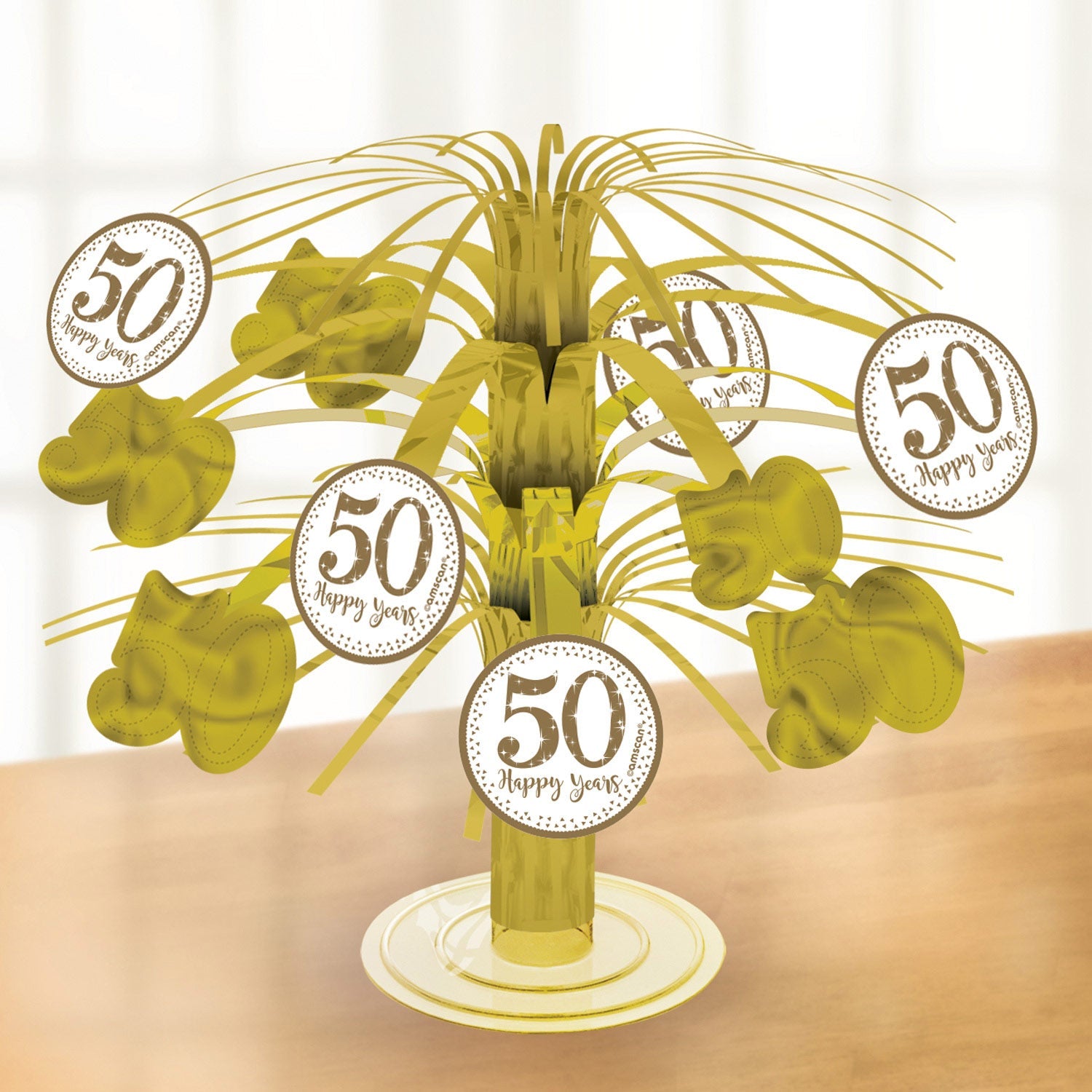 Sparkling Golden 50th Anniversary Foil Table Centrepiece