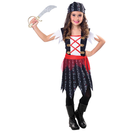 Girls Pirate Cutie Fancy Dress Costume includes dress and bandana