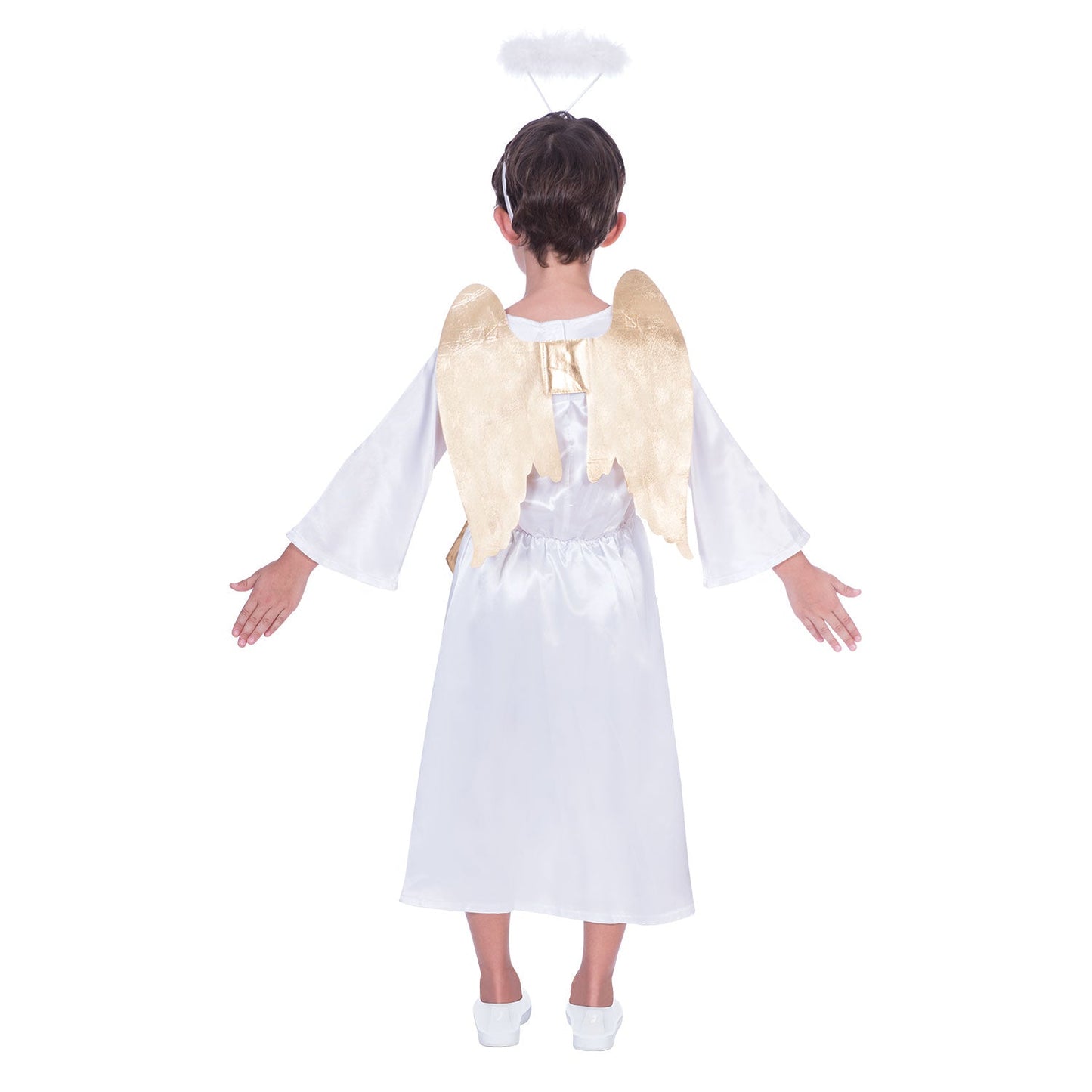 Child Nativity Gabriel Angel Costume includes tunic with gold bow belt| wings and halo