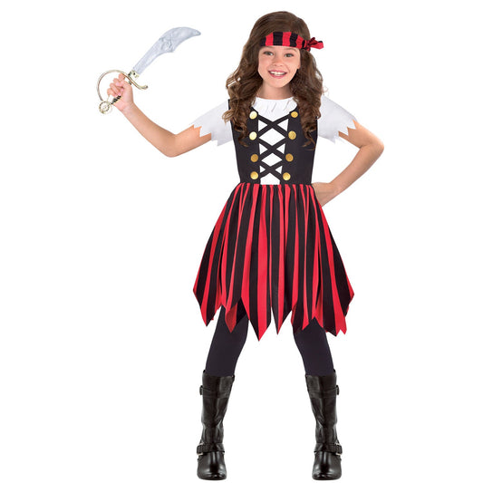 Girls Ship Mate Cutie Pirate Costume includes dress and headscarf