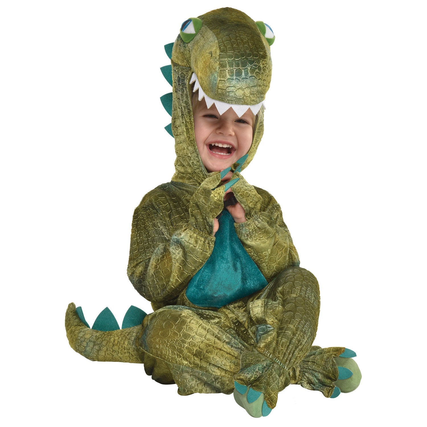 Baby Roar Dinosaur Costume includes jumpsuit and hood