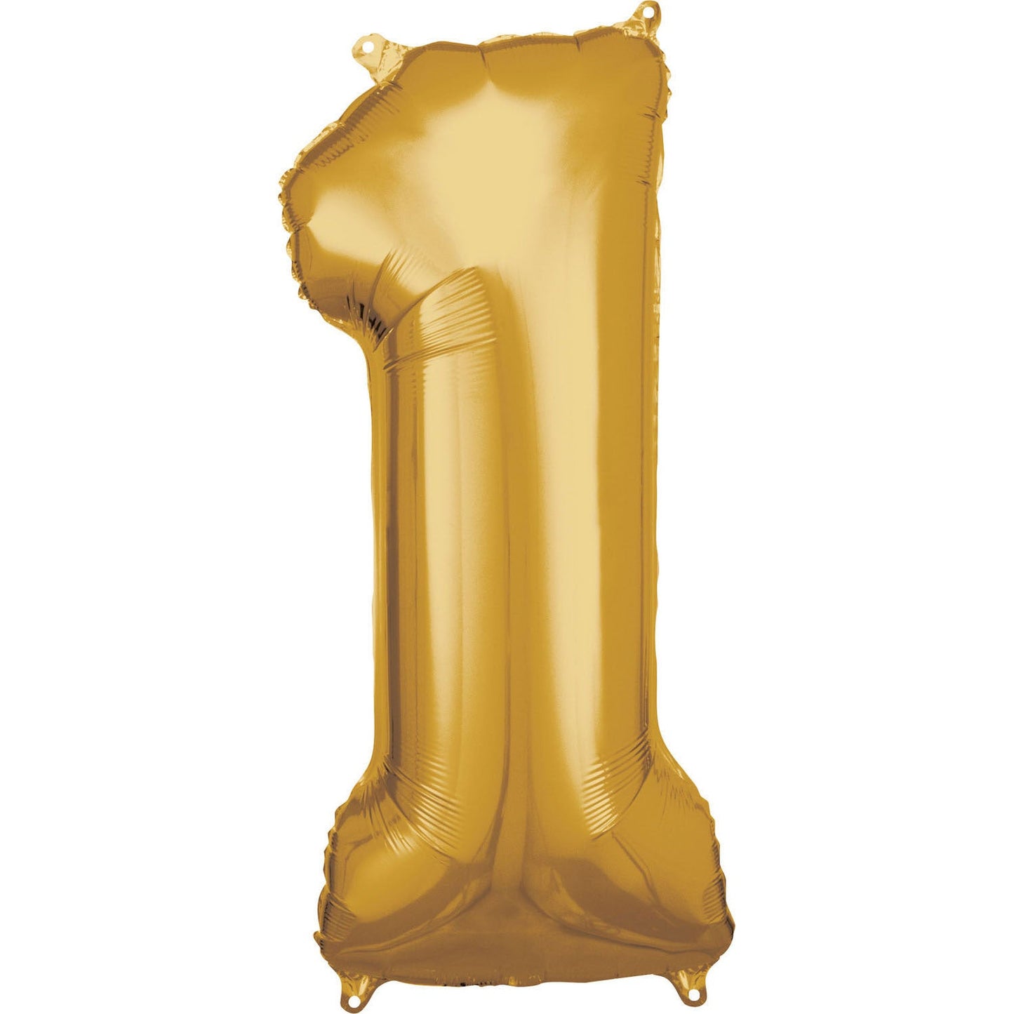 Gold Supershape Number 1 Foil Balloon 86cm (33in) height by 33cm (13in) width Balloon is sold uninflated. Can be inflated with air or helium.