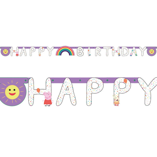 Peppa Pig Happy Birthday Letter Banner. 2.1m x 1.8m