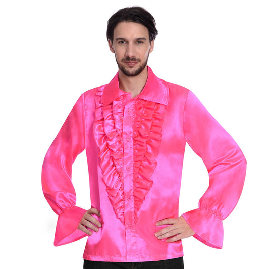 Pink Satin Shirt with frills