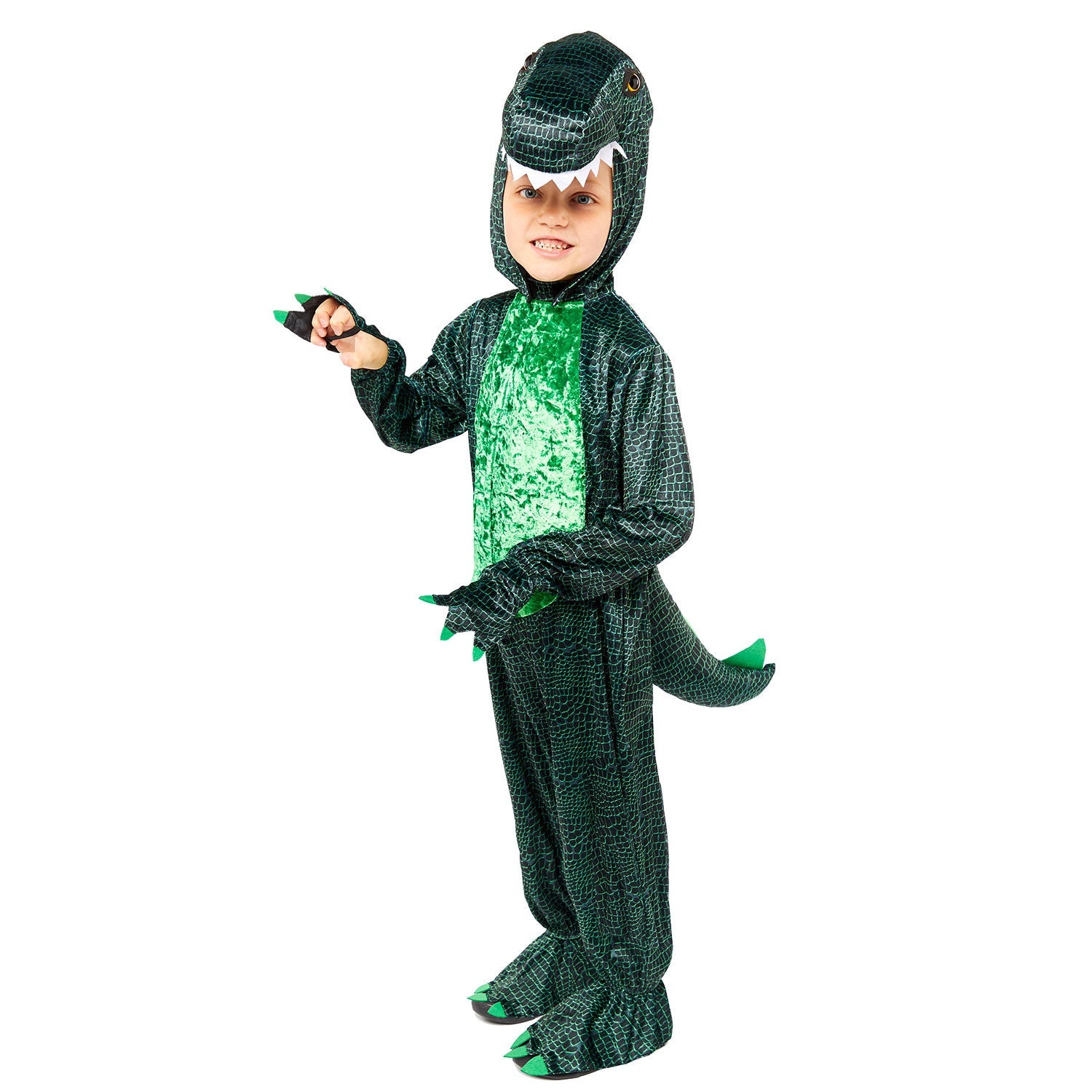 Dark Dino Costume includes jumpsuit and headpiece