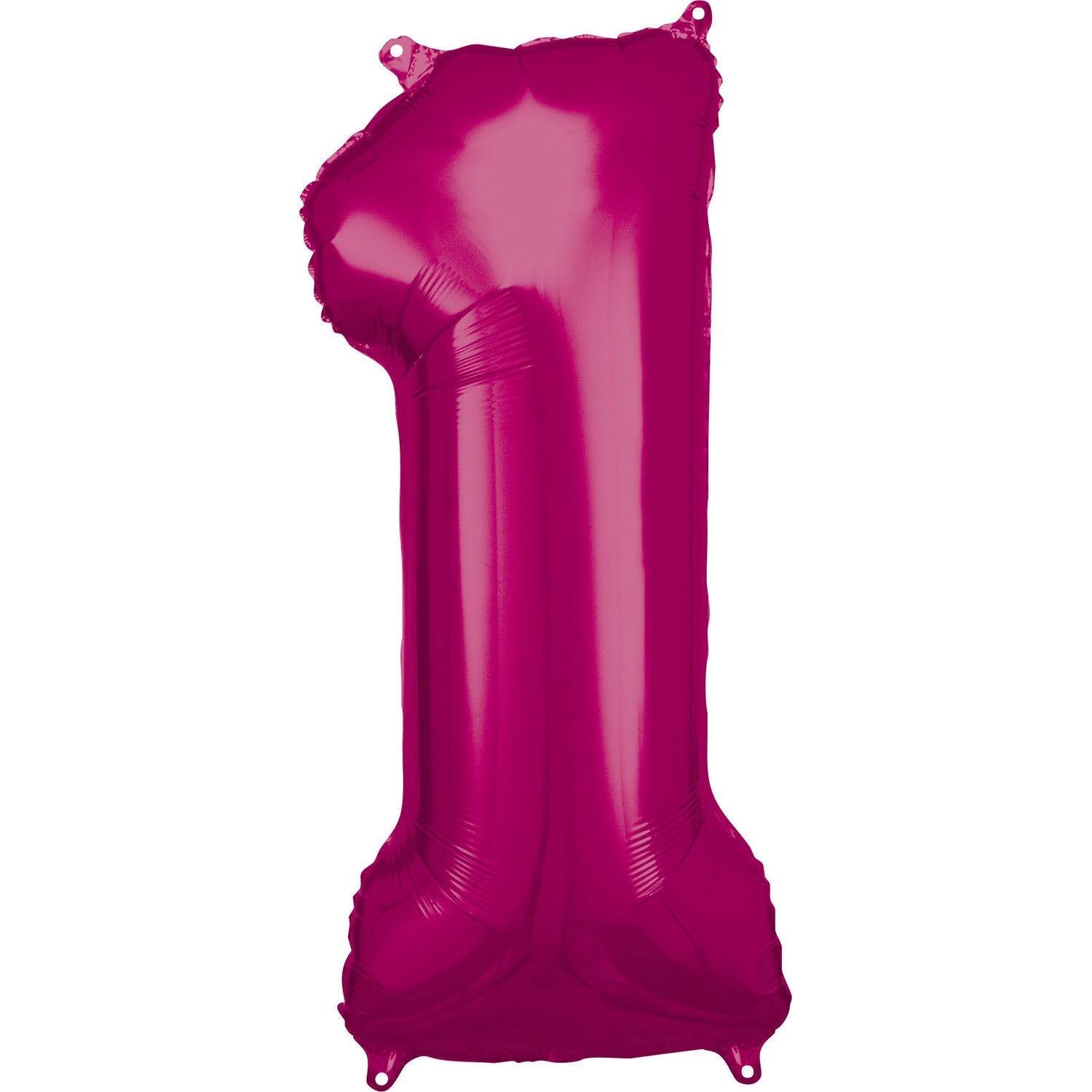 Pink Supershape Number 1 Foil Balloon 86cm (33in) height by 33cm (13in) width Balloon is sold uninflated. Can be inflated with air or helium.