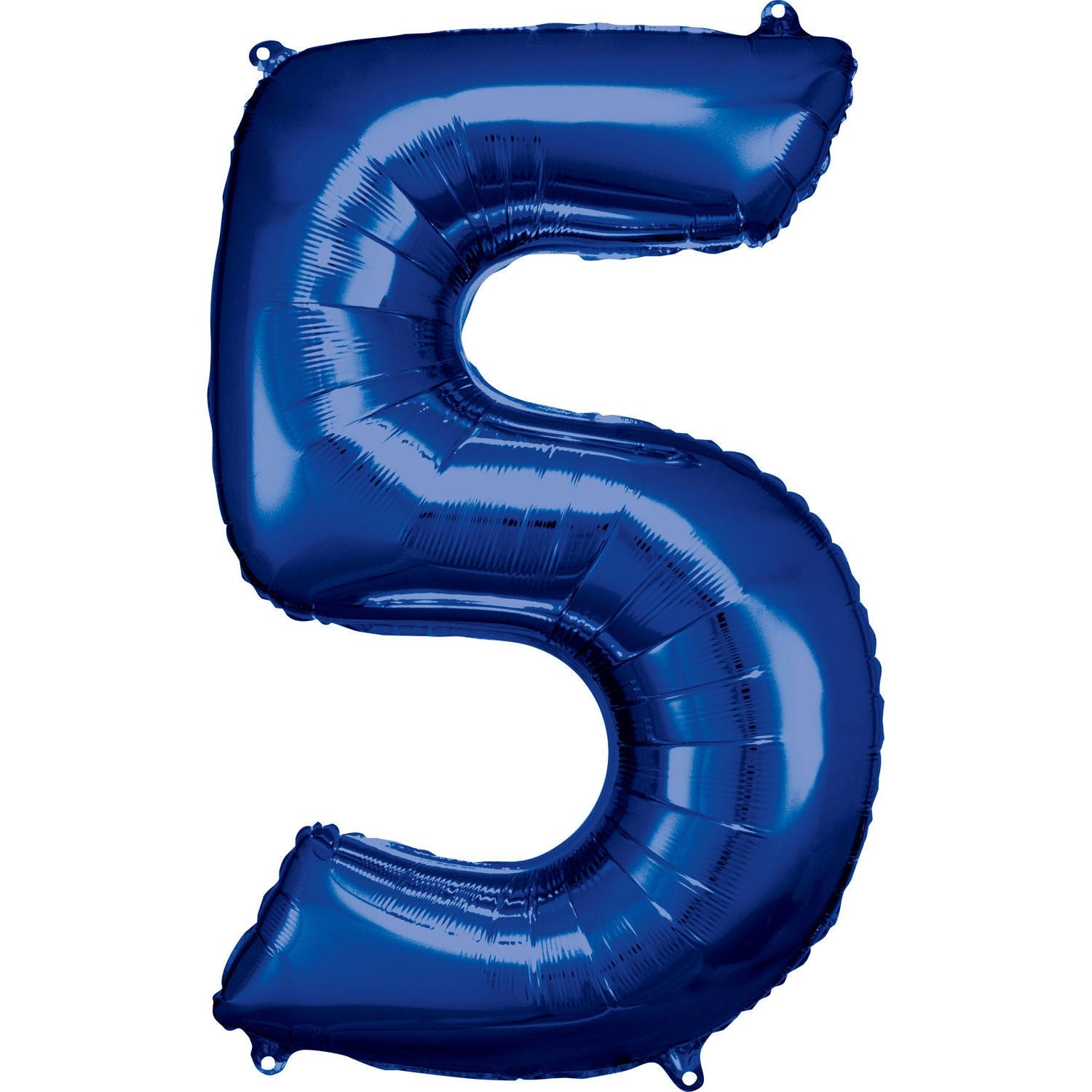 Blue Supershape Number 5 Foil Balloon 86cm (33in) height by 58cm (22in) width Balloon is sold uninflated. Can be inflated with air or helium.