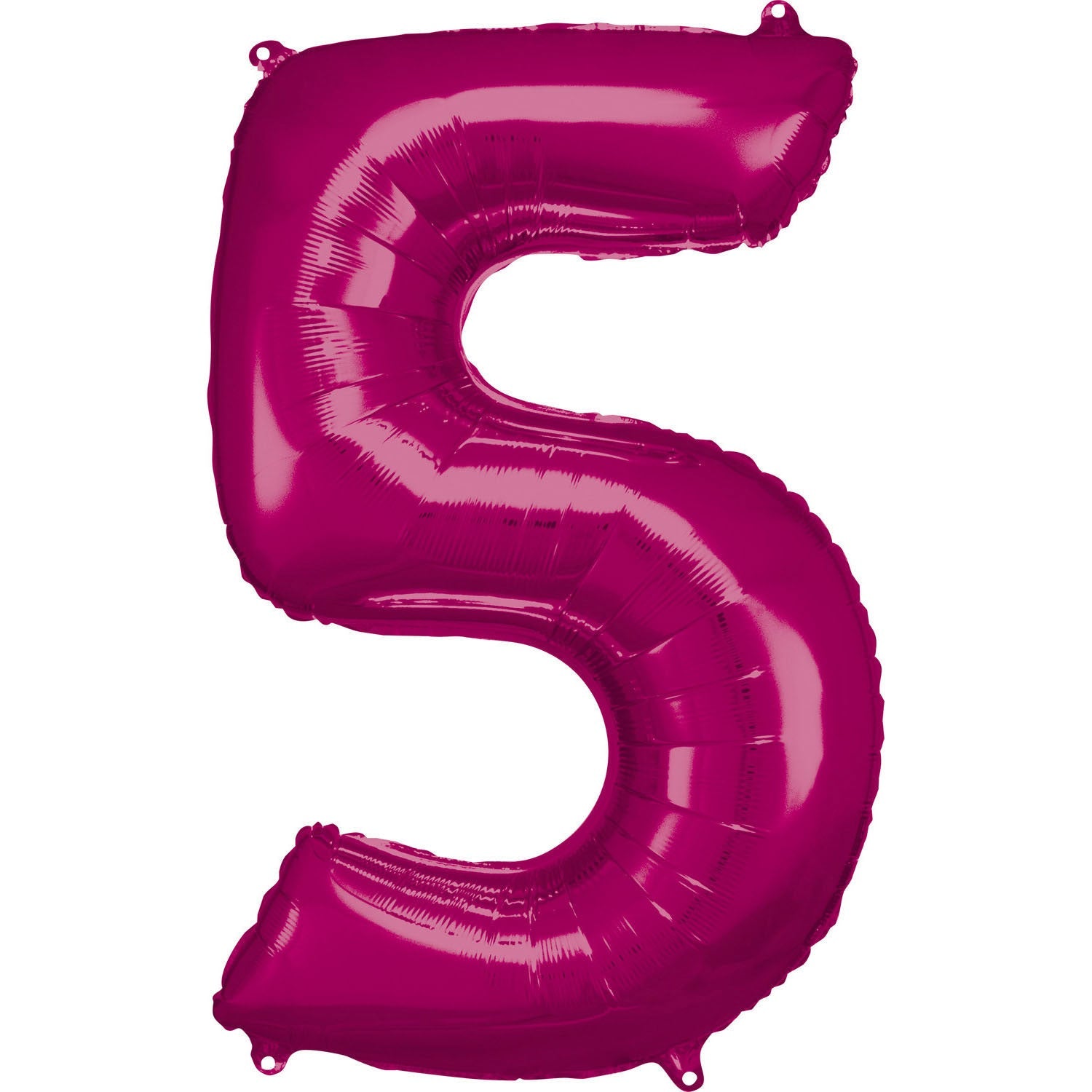Pink Supershape Number 5 Foil Balloon 86cm (33in) height by 58cm (22in) width Balloon is sold uninflated. Can be inflated with air or helium.
