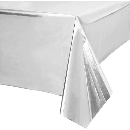 Metallic Silver Paper Tablecover, 1.8m x 1.2m