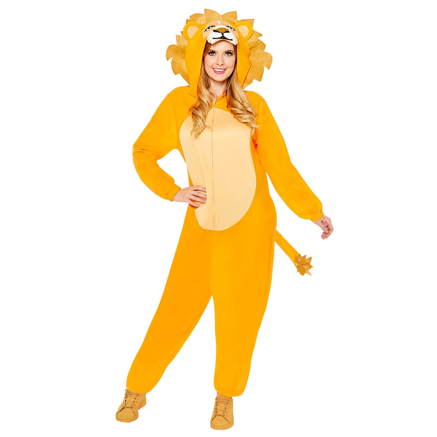 Adult Lion Onesie Costume includes jumpsuit with hood