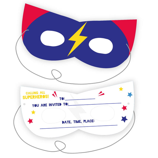 Super Hero Party Mask Invitations