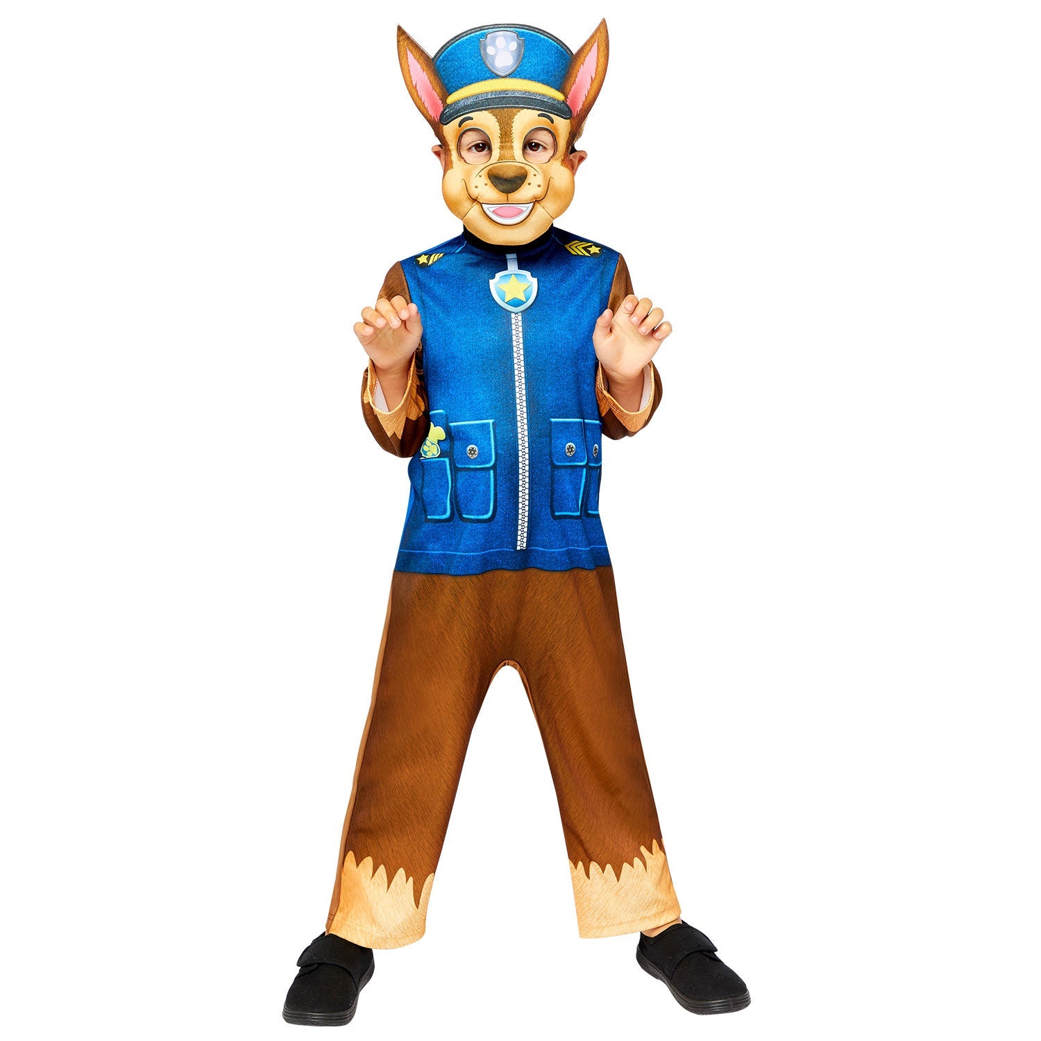 Paw Patrol Chase Costume includes jumpsuit and hat